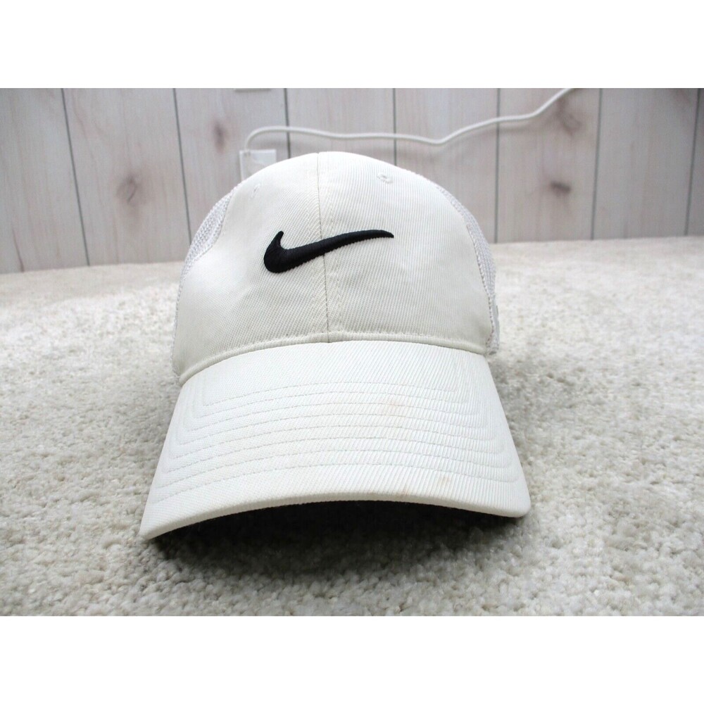 Nike Hat Cap Fitted One Size White Black Swoosh Athletic RZN VRS Vapor Golf Men* - Picture 1 of 10